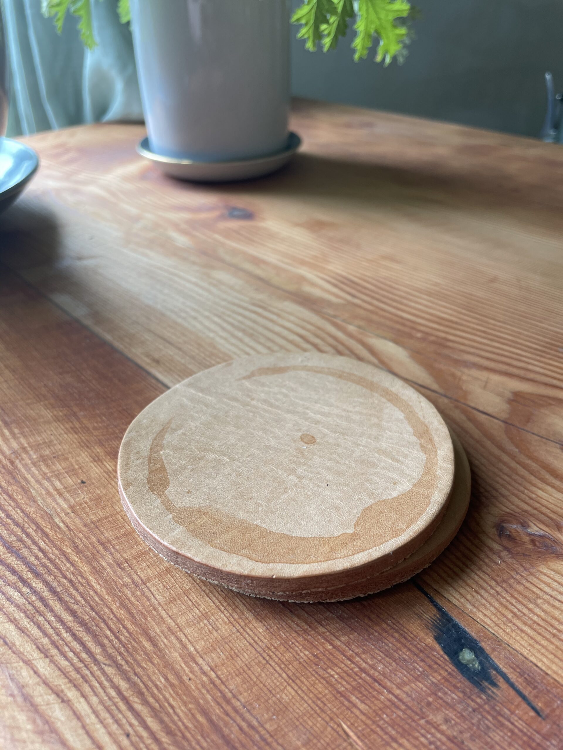 A leather undyed coaster